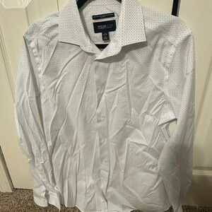 Kenneth Cole White Patterned Dress Shirt